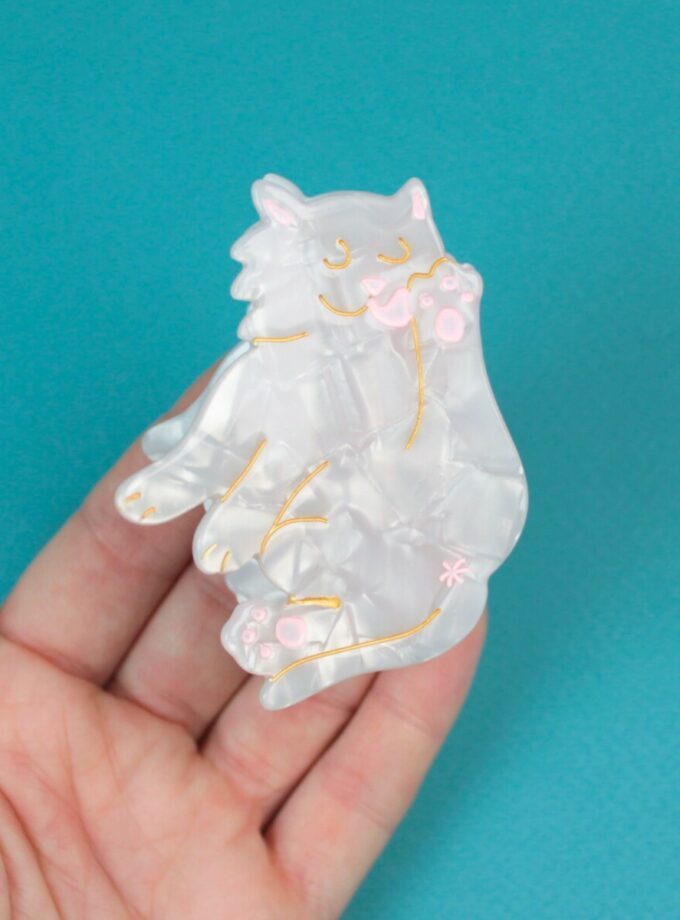 Pince à cheveux Chat Blanc