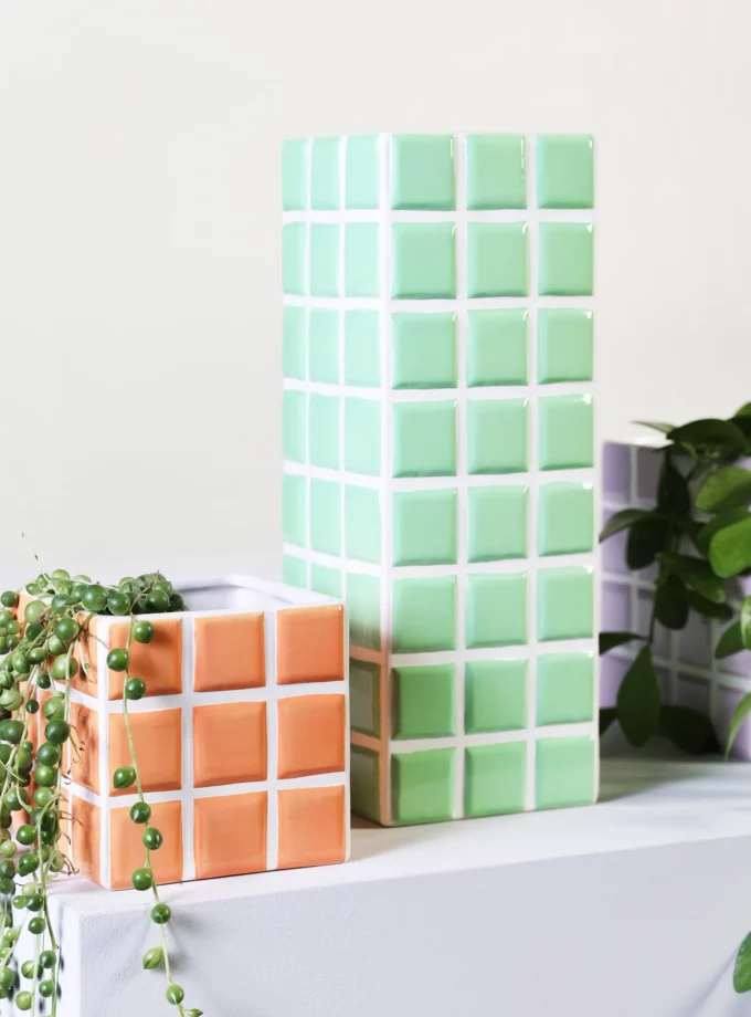 Vase Tile en dolomie vert