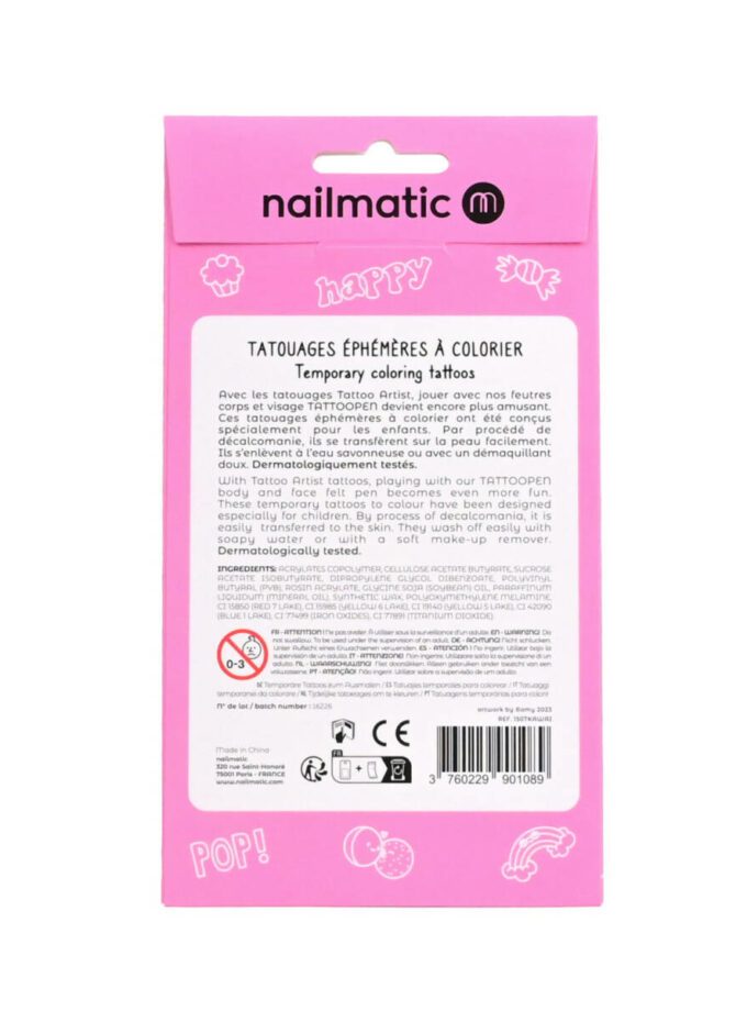 12 Tatouages à colorier - Kawaï