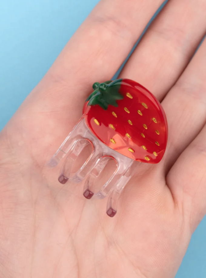 Mini pince à cheveux fraise