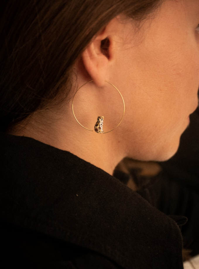 Boucles d'oreilles créoles - Léopard porcelaine