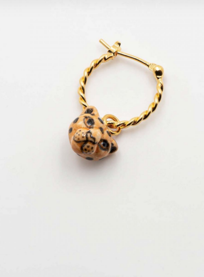 Mini créole solo  - Tête léopard porcelaine