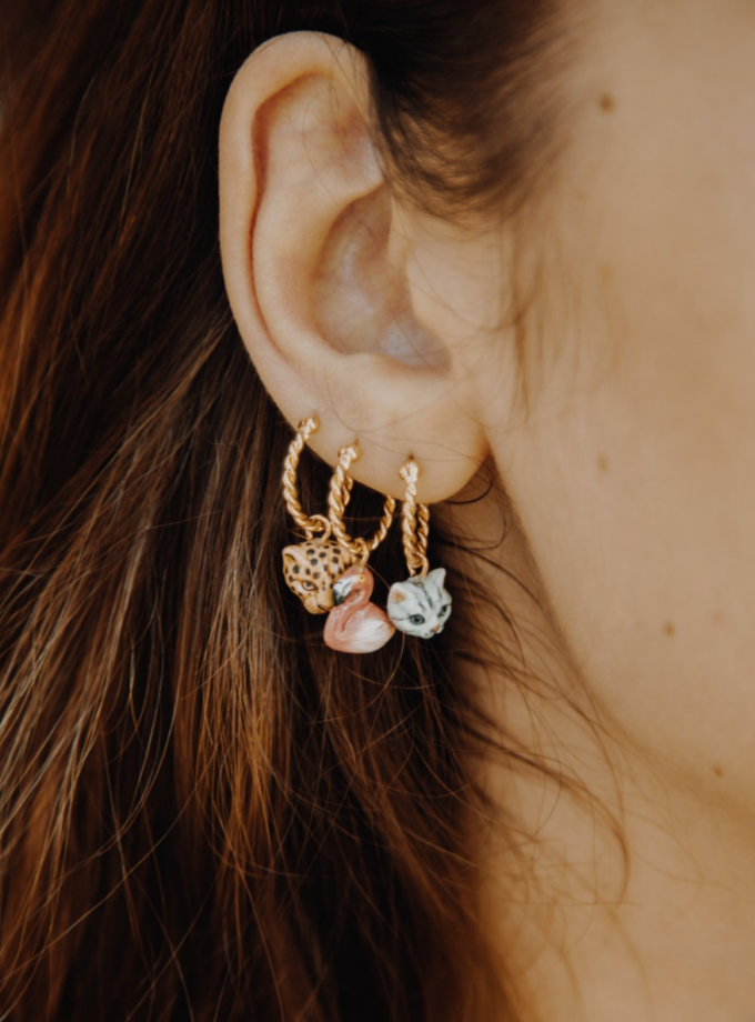 Mini créole solo  - Tête léopard porcelaine