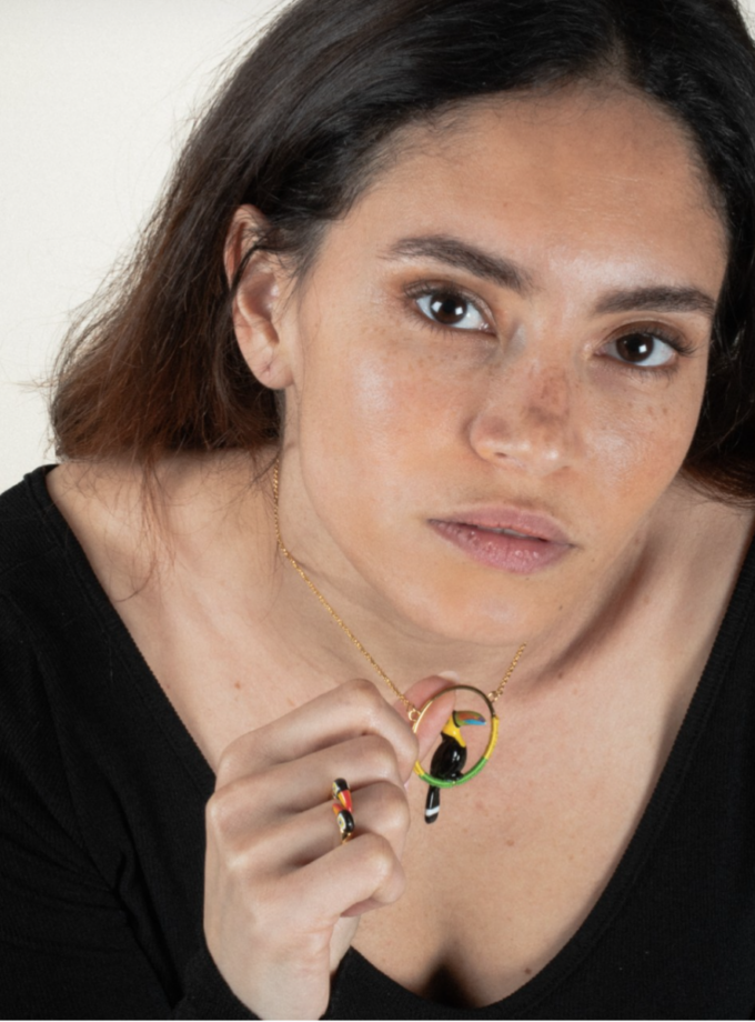 Bague Face To Face porcelaine - Toucan