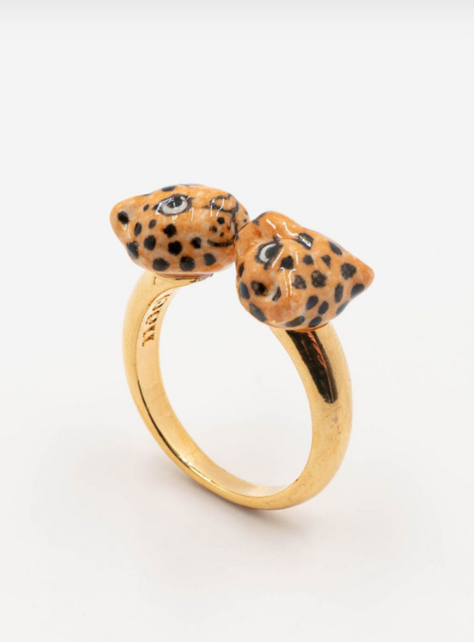 Bague Face To Face porcelaine - Léopard roux