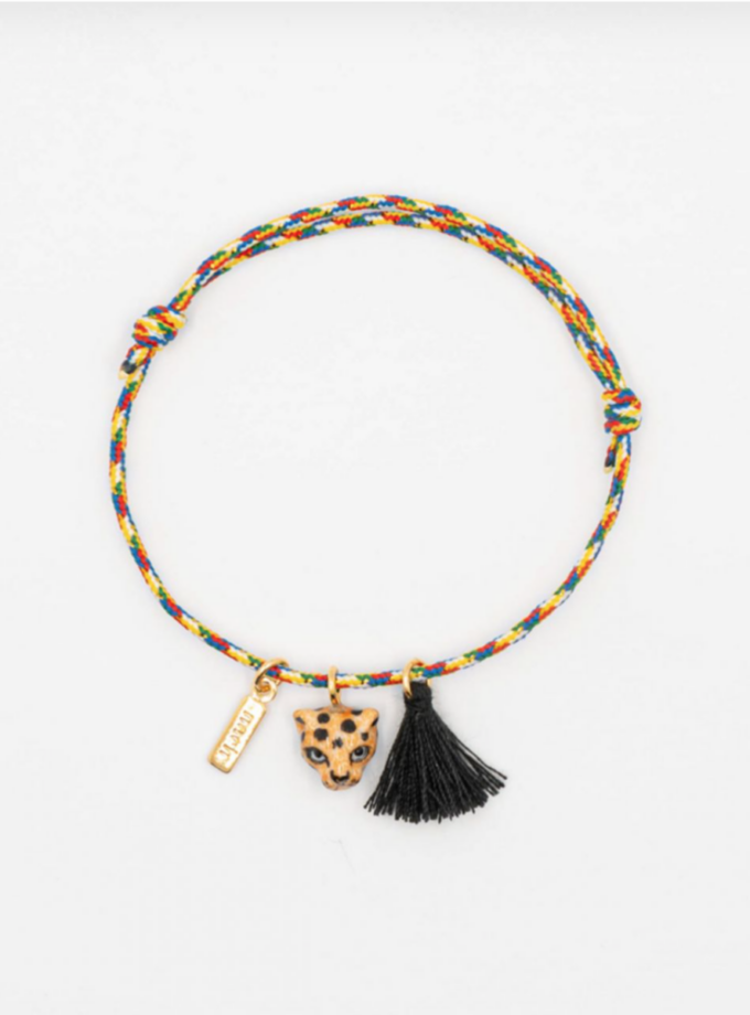 Bracelet charm's multicolore  pompon - Léopard
