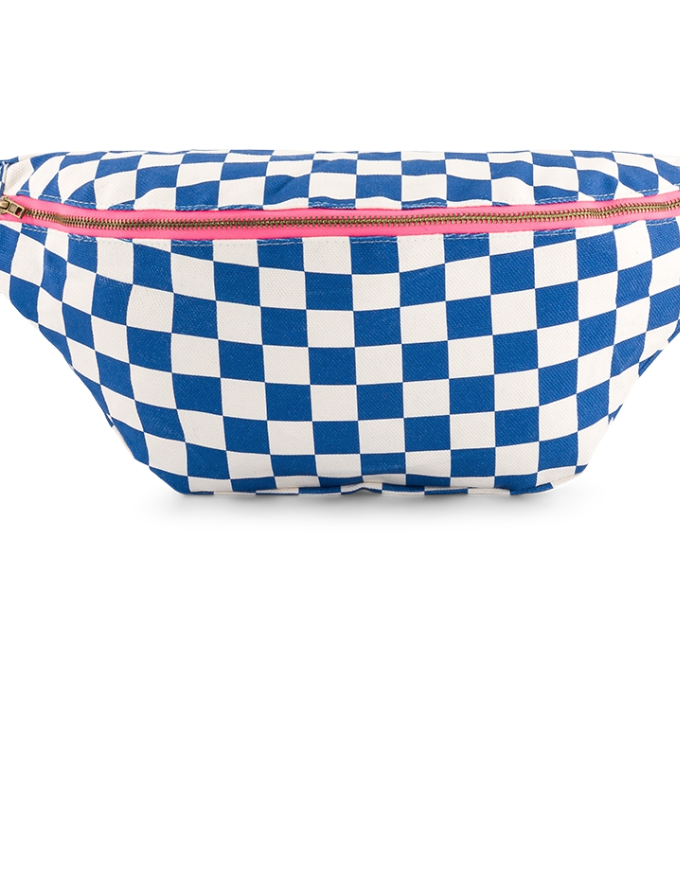 Sac banane damier - bleu