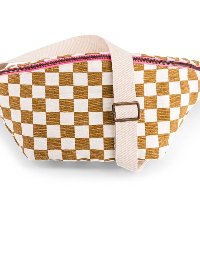 Sac banane damier - caramel