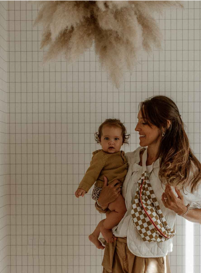 Sac banane damier - caramel