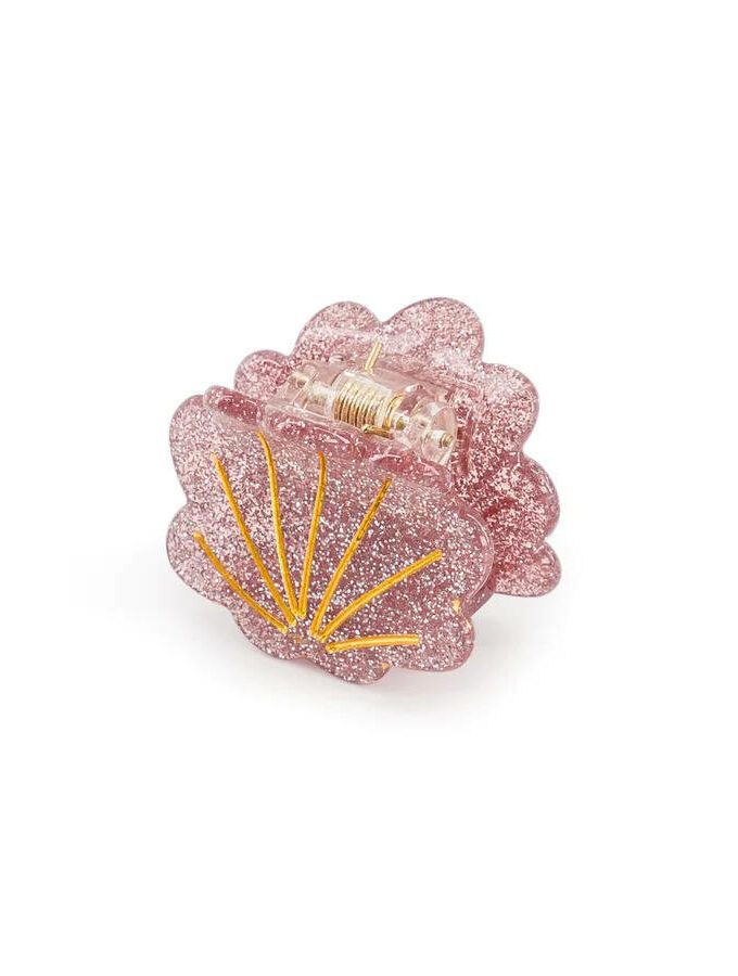 Mini pince à cheveux Coquillage - Glitter rose