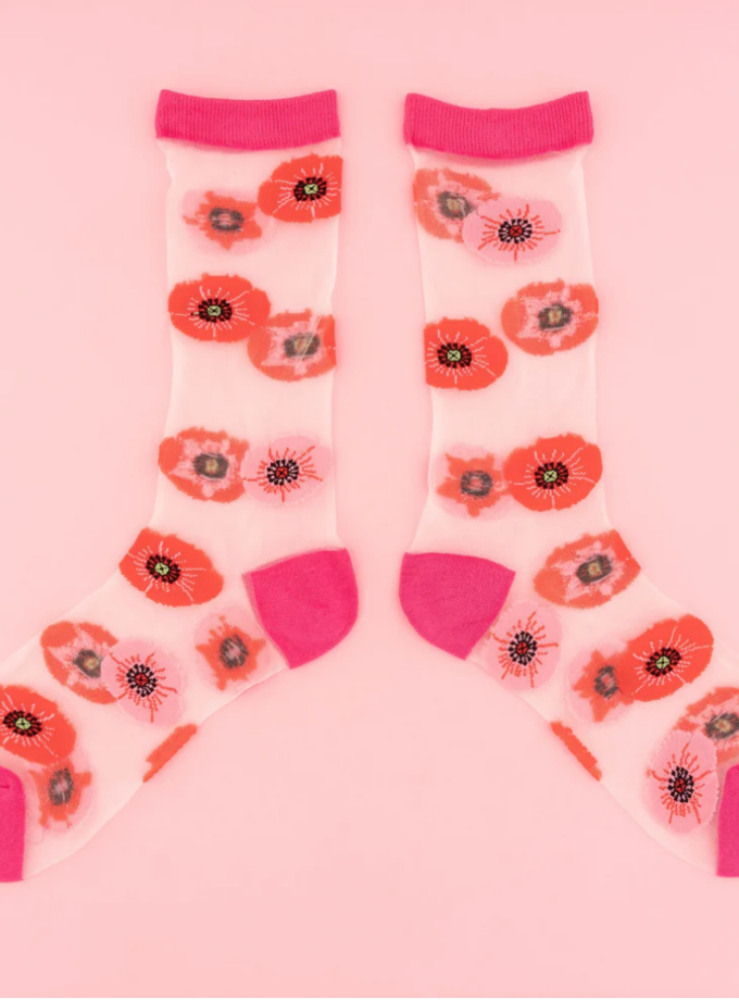 Chaussettes transparentes Coquelicot