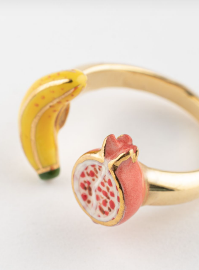 Bague Face To Face porcelaine - Banane Grenade