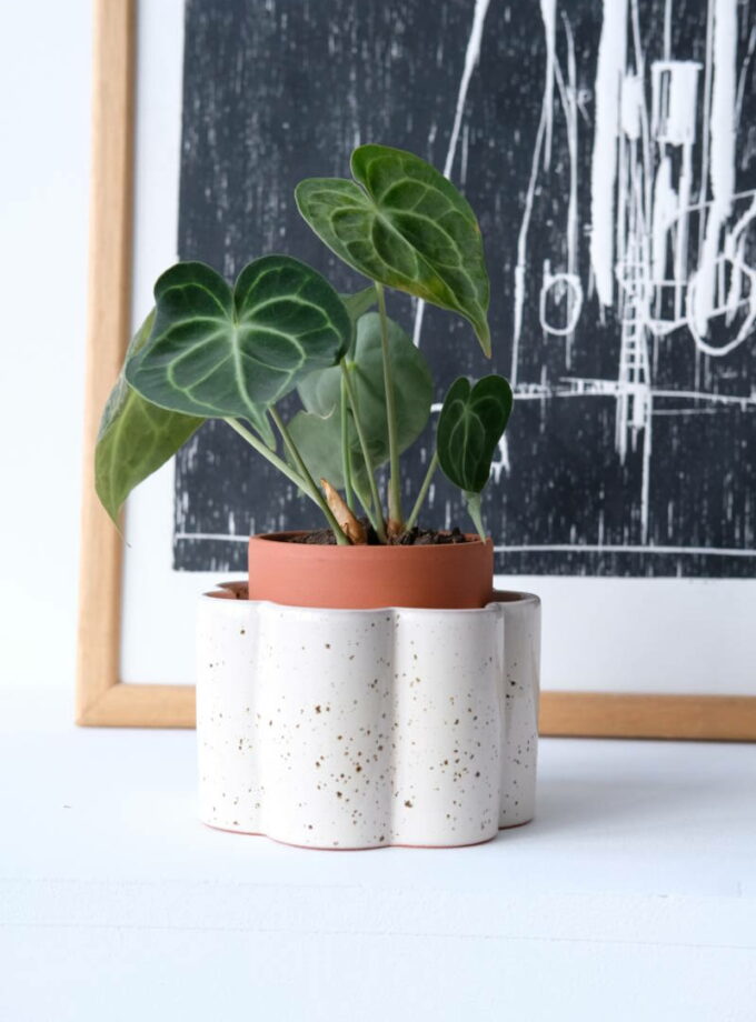 Pot autonome Paula - Blanc grainé