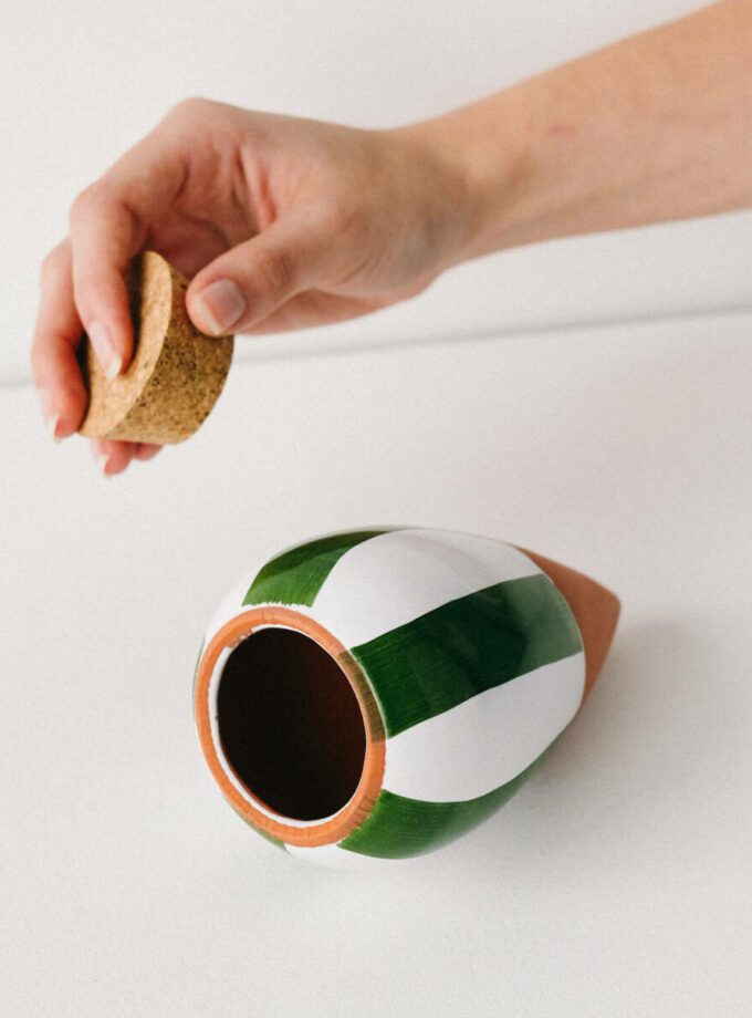 Olla hydratante - Rayé vert et blanc