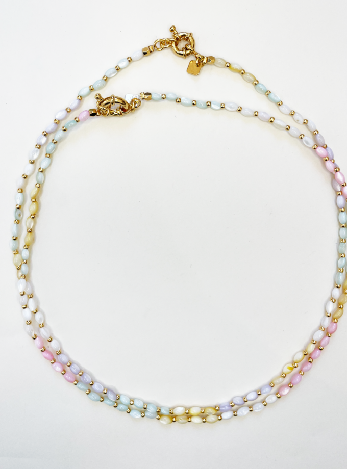 Collier Lily perles grain de riz en nacre teinté - Violet