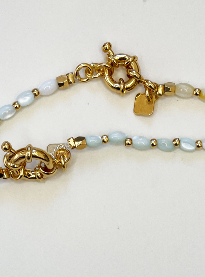 Collier Lily perles grain de riz en nacre teinté - Violet