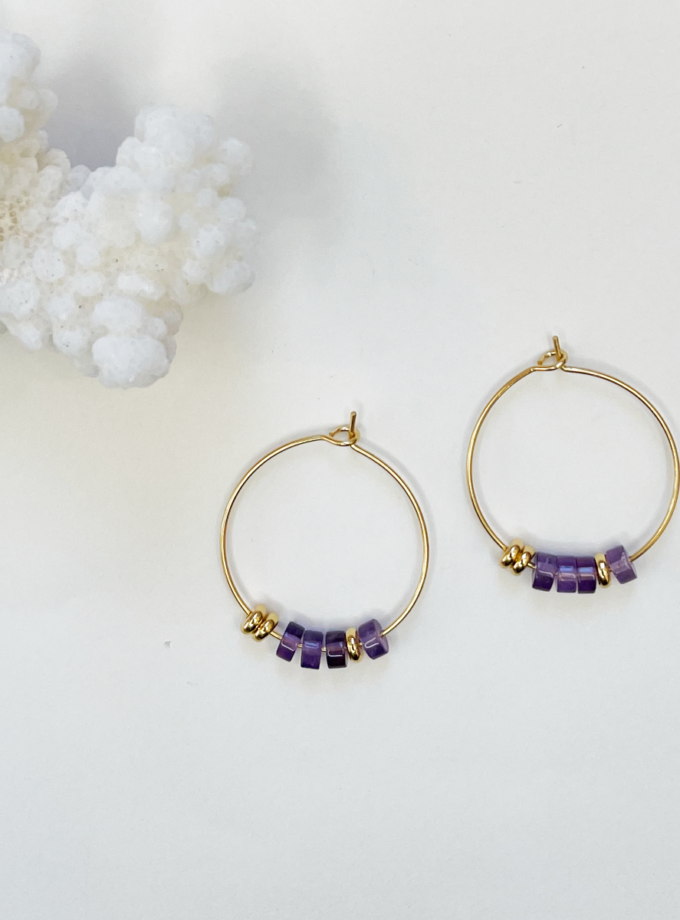 Créoles Suzie perles d'améthyste