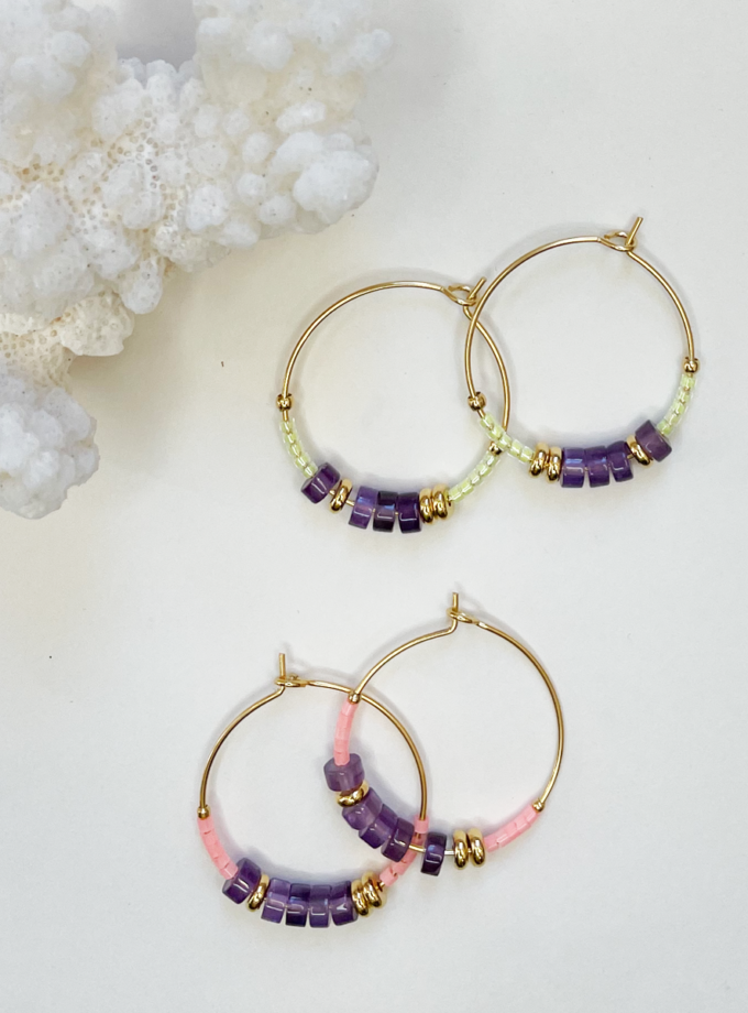 Créoles Zéli améthyste et perles miyuki - Malabar