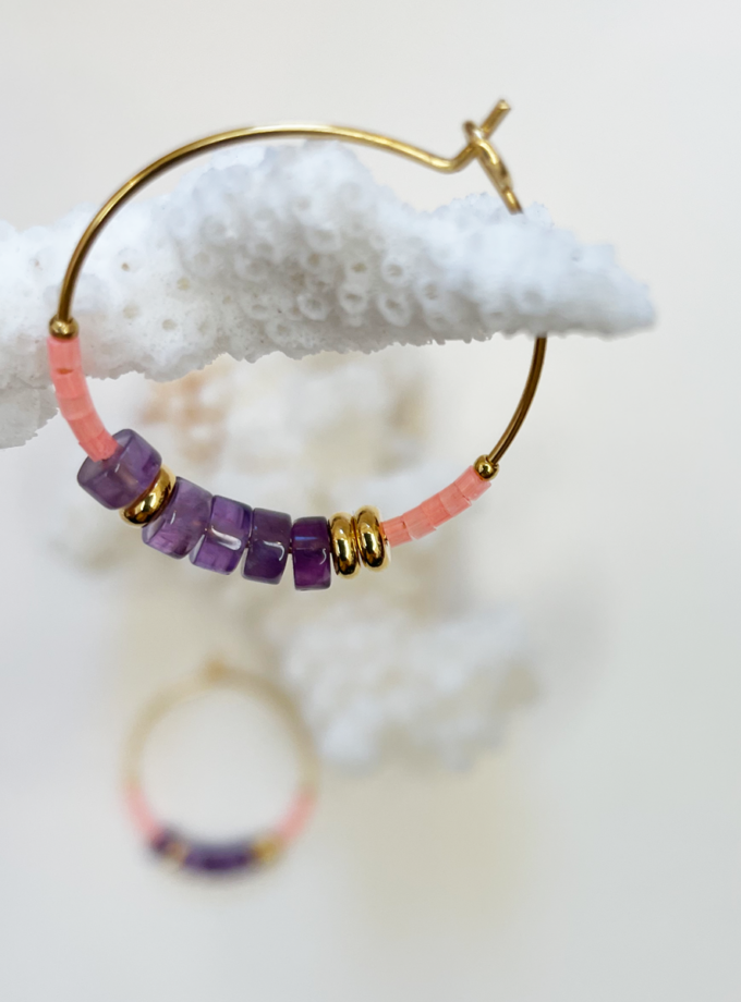 Créoles Zéli améthyste et perles miyuki - Malabar