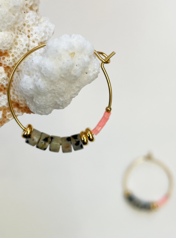 Créoles Ella jaspe dalmatienne et perles miyuki malabar