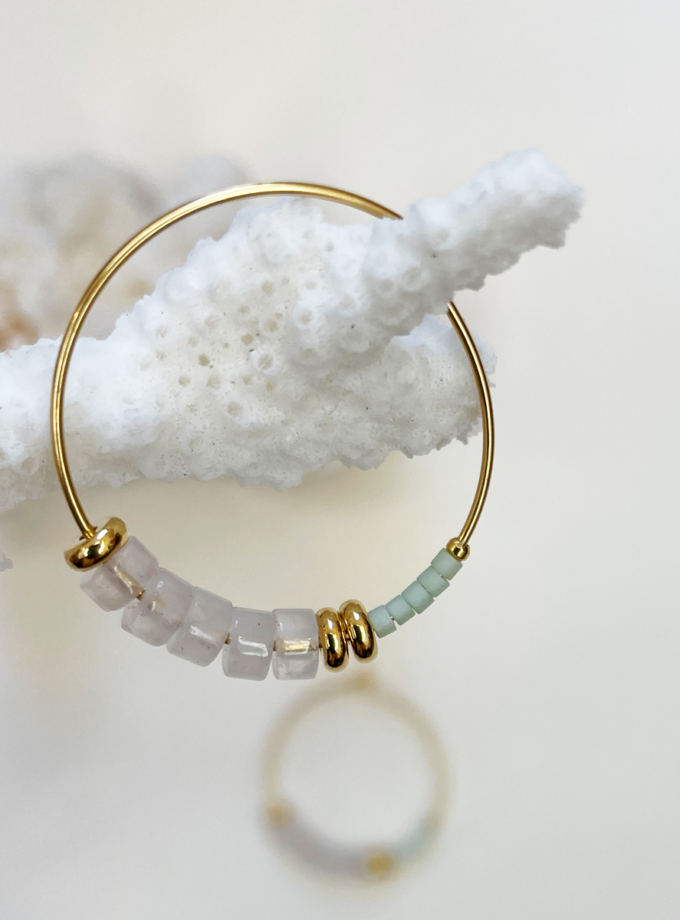 Créoles Alma opale et miyuki - Vert d'eau