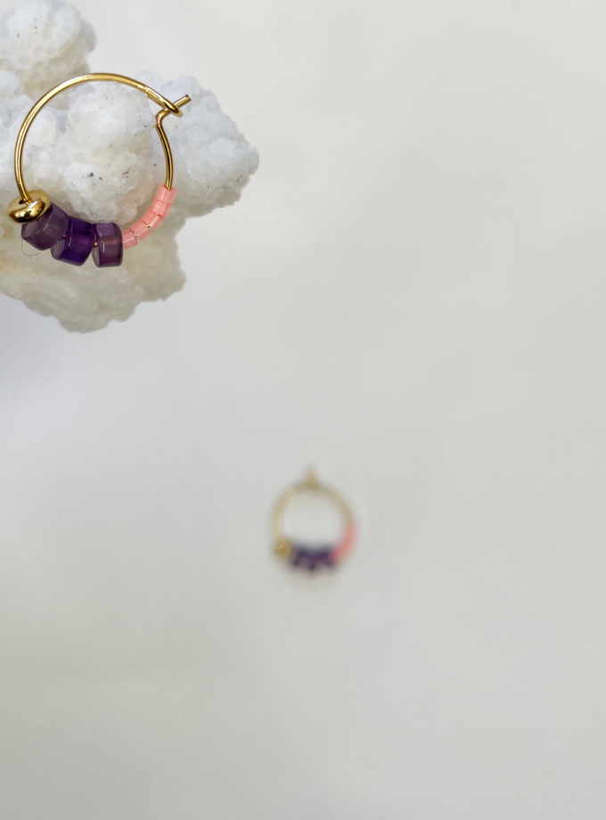 Mini créoles perles Zéli miyuki et améthyste - Malabar