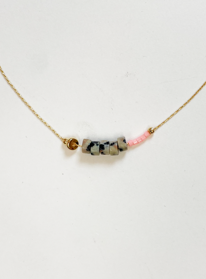 Collier Ella perles Jaspe dalmatienne et miyuki malabar