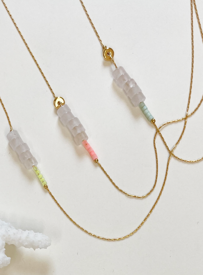 Collier Alma opale et perles miyuki jaune limonade