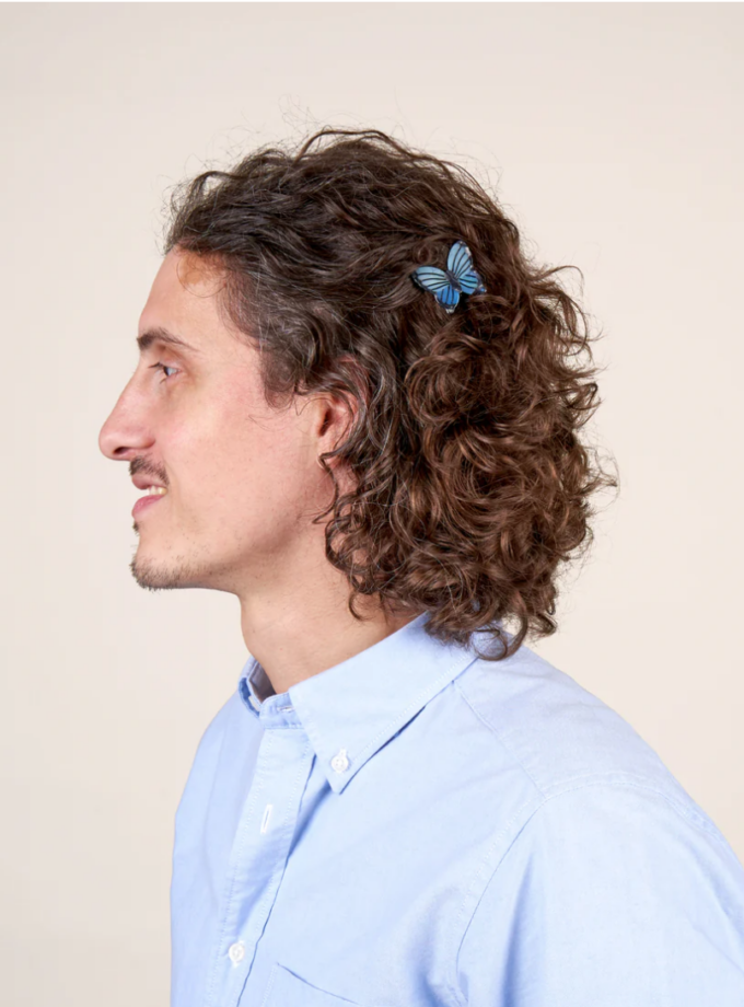 Barrette Papillon de nuit - bleu