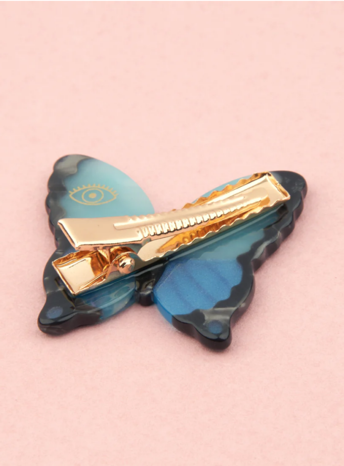 Barrette Papillon de nuit - bleu