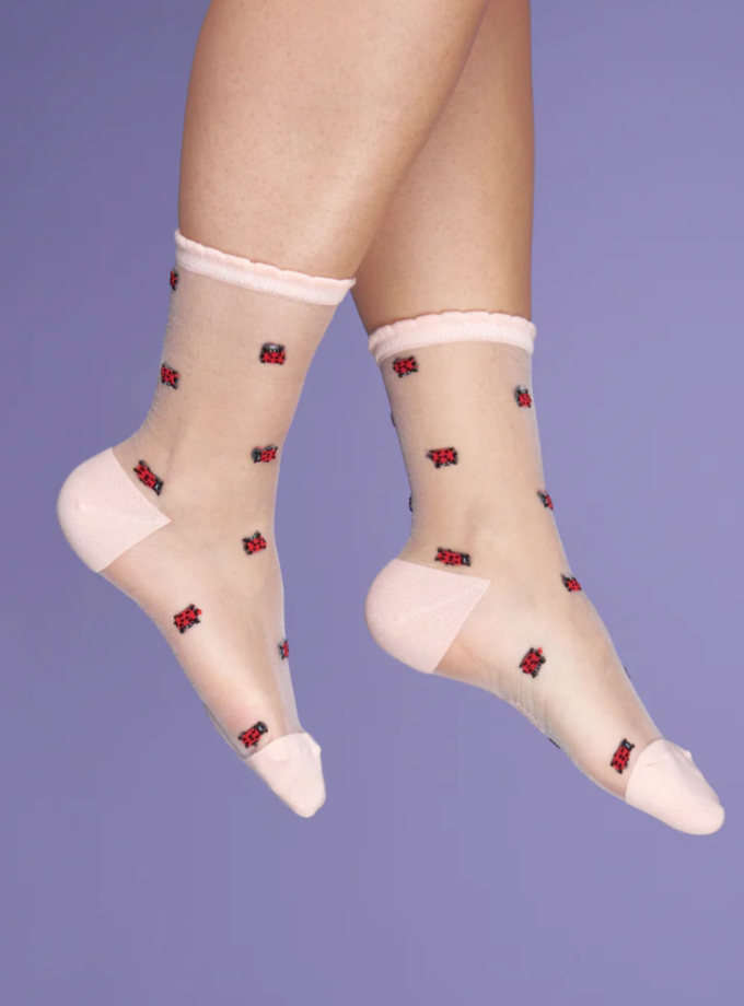 Chaussettes transparentes Coccinelles