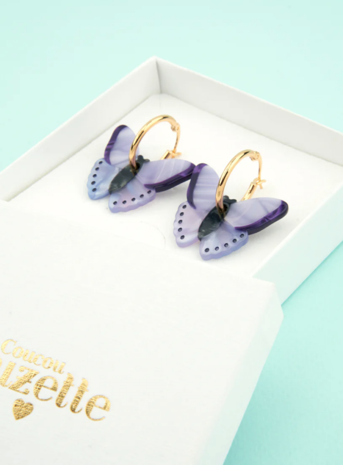 Boucles d'oreilles Papillon - Mauve