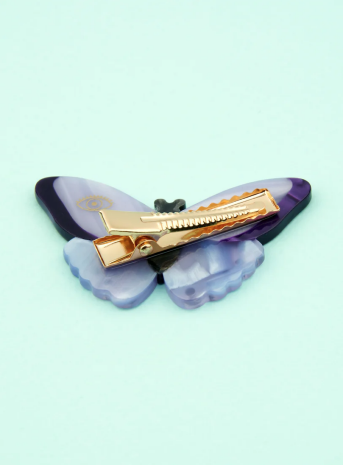Barrette papillon mauve