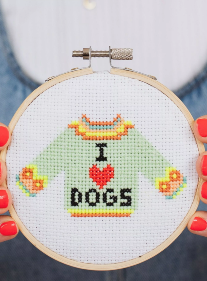 Kit Point de croix - J'aime les chiens