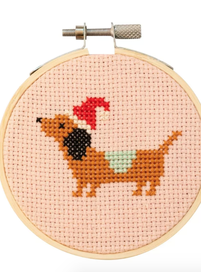 Kit Point de croix - Teckel de Noël