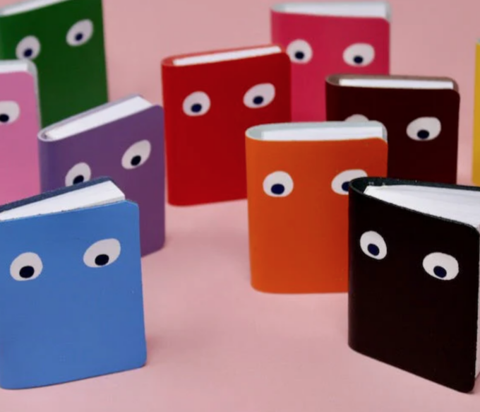 Petit carnet en cuir Googly Eye - Noir